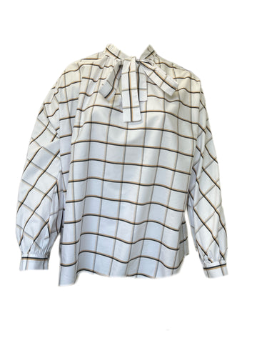 Marina Rinaldi Women's White Basket Tie Front Cotton Shirt NWT