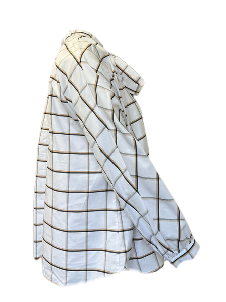 Marina Rinaldi Women's White Basket Tie Front Cotton Shirt NWT