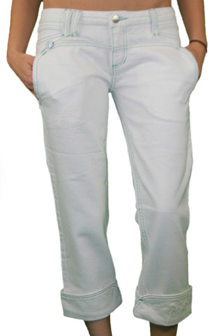 CUSTO BARCELONA Women's Belona White Cropped Capris Jeans $163 NWT