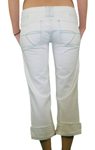 CUSTO BARCELONA Women's Belona White Cropped Capris Jeans $163 NWT