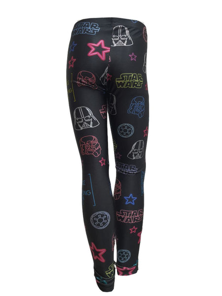 TEREZ Girl's Black Star Wars Neons Leggings #4018052 NWT