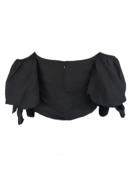 MADISON THE LABEL Women's Black Crop Off The Shoulders Top #MS0204 X-Small NWT