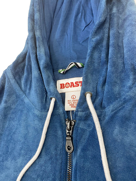 BOAST Women's Royal Blue Terry Zip Front Hoodie Sweatshirt Sz L $125 NEW