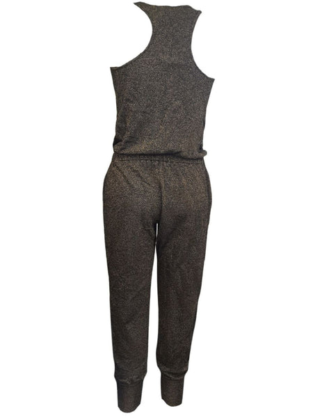 TEREZ Women's Black Lurex Half Zip Jumpsuit #24198225 NWT
