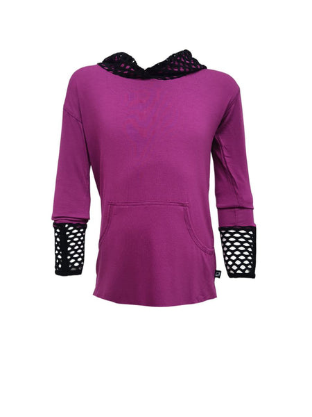 TEREZ Girl's Purple Fishnet Hoodie #36701891 NWT