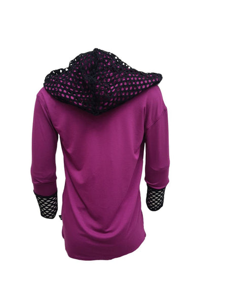 TEREZ Girl's Purple Fishnet Hoodie #36701891 NWT