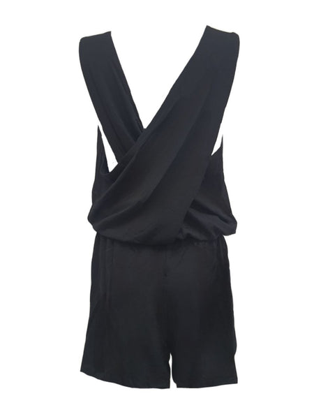 TEREZ Girl's Black Crisscross Back Romper #1211546 XL NWT
