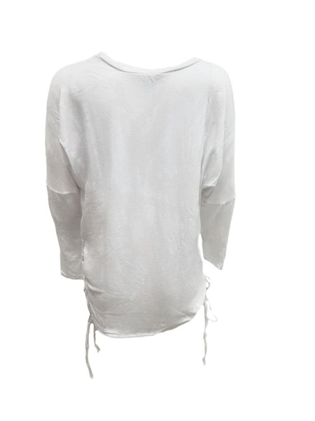 TEREZ Girl's White Side Tie Long Sleeve Shirt #1105547 Large NWT