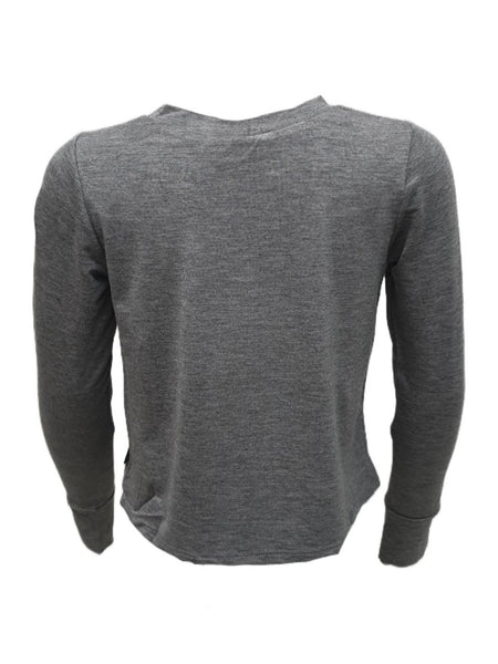 TEREZ Girl's Grey Stretchy Round Neck Long Sleeve Shirt #14348026 NWT