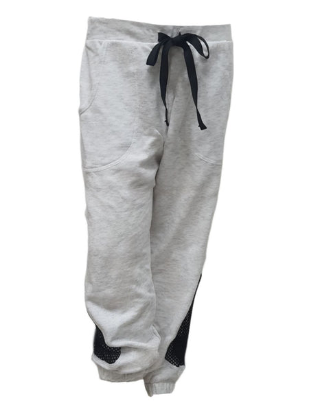 TEREZ Girl's White Ash Fleece Crop Pants #46401993 Large NWT
