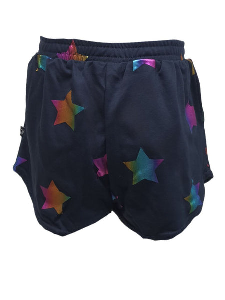 TEREZ Girl's Blue Rainbow Stars Shorts #12068626 Large NWT