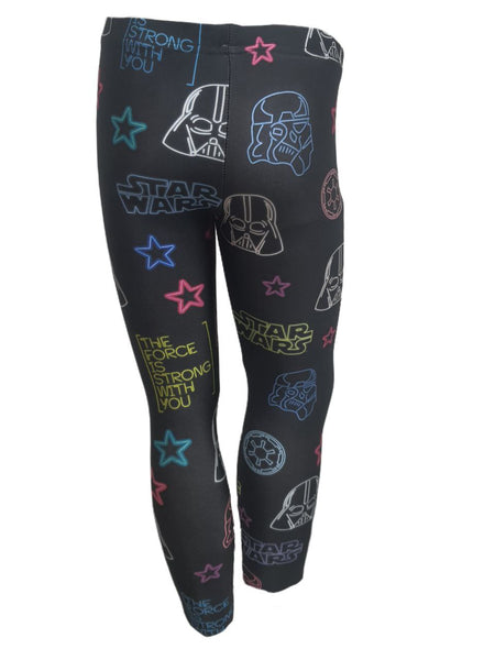 TEREZ Girl's Black Star Wars Eons Of Neons Leggings #4038052 6 Years NWT