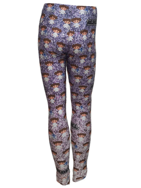 TEREZ Girl's Purple Star Wars Princess Leia Leggings #4038053 NWT