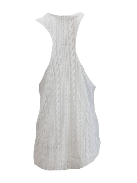 TEREZ Women's White Cable Burnout Tank #339027721 NWT