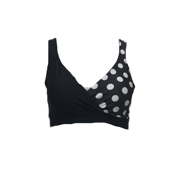 TEREZ Women's Black Let's Polka Sports Bra #24728516 NWT
