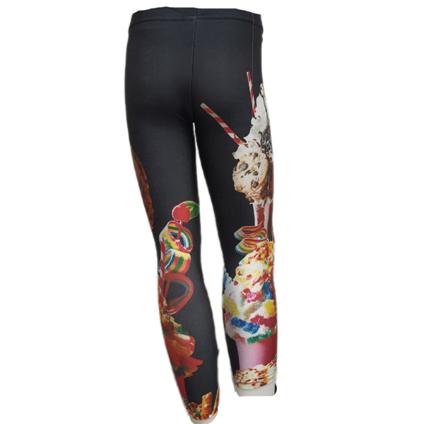 TEREZ Girl's Black Ice Cream Leggings #4038826 Large NWOT