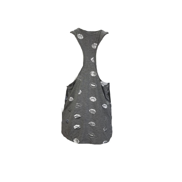 TEREZ Women's Grey Foil Printed Raglan Raceback #22168307 NWT