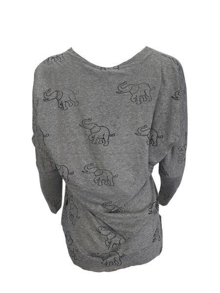 TEREZ Women's Grey Trunks Up Burnout Long Sleeve Shirt #35102809 Medium NWT