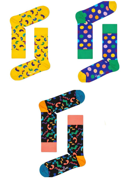 HAPPY SOCKS Unisex Happy Birthday 3 Pairs Gift Set Socks Size 10-13 NWB
