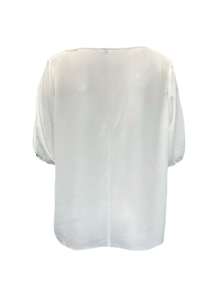 Marina Rinaldi Women's White Brema Sheer Blouse Size 22W/31 NWT