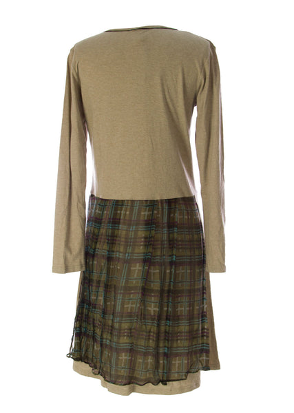 Lunn Women's Champagne Plaid Button Down Dress Seigle