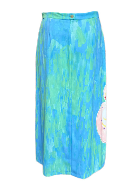 MARINA RINALDI Women's Blue Collier Floral Maxi Skirt $1185 NWT