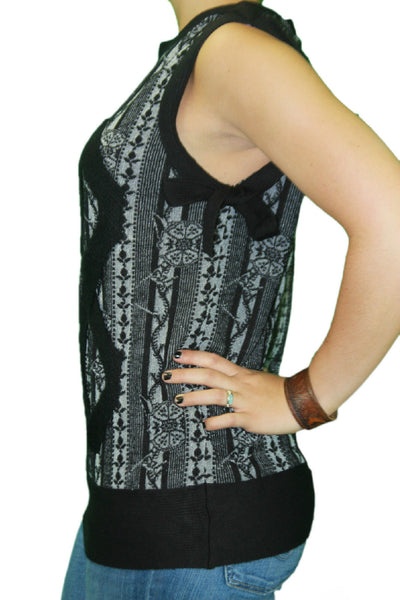 CUSTO BARCELONA Women's Cross Black Sleeveless Sweater 2390715 $128 NWT