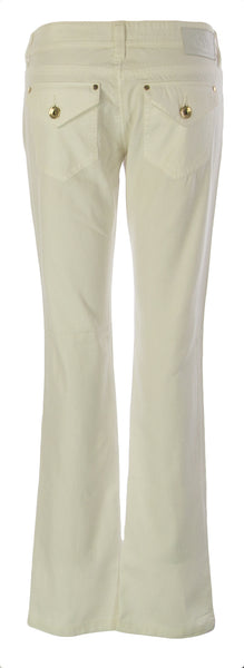 FORNARINA Women's White Daysy Easy Cotton Bootcut Pants $200 NEW