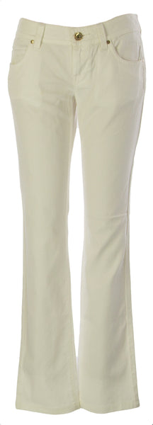 FORNARINA Women's White Daysy Easy Cotton Bootcut Pants $200 NEW