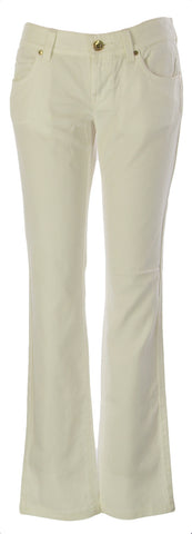 FORNARINA Women's White Daysy Easy Cotton Bootcut Pants $200 NEW