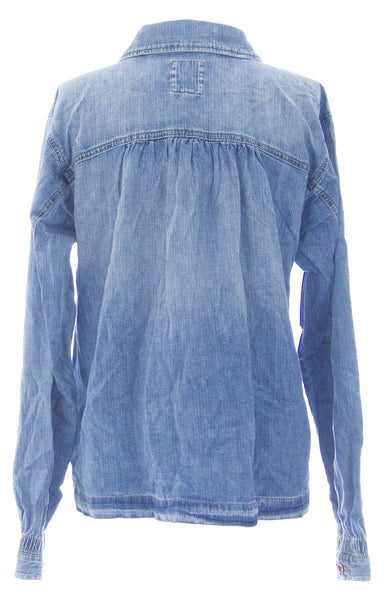 DIESEL Women's Med Wash Gothin Ruched Back Denim Jacket #00C8UF NEW