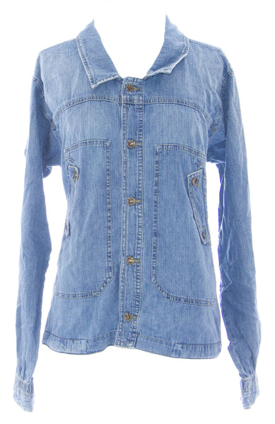 DIESEL Women's Med Wash Gothin Ruched Back Denim Jacket #00C8UF NEW