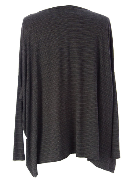 Lunn Women's Egalite Striped Bat Wing Blouse Acier