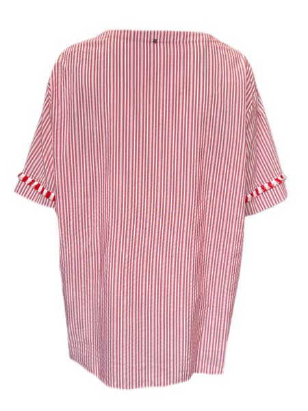 Marina Rinaldi Women's Pink Filologo Striped Blouse Size 22W/31 NWT