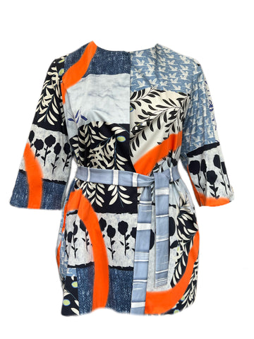 MARINA RINALDI Women's Blue/Orange Filosofo Reversible Jacket $865 NWT
