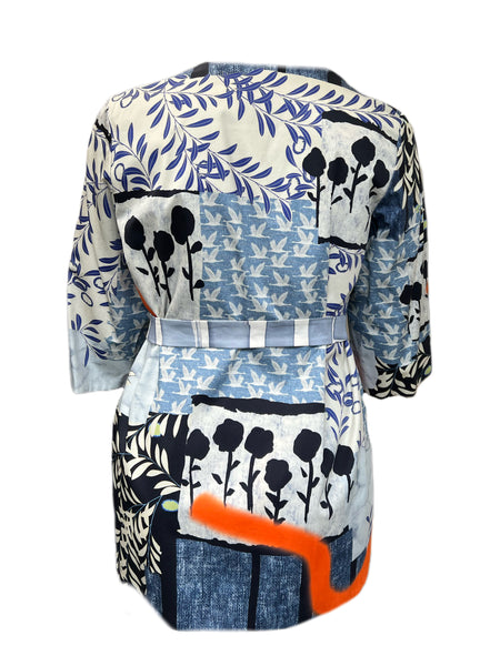 MARINA RINALDI Women's Blue/Orange Filosofo Reversible Jacket $865 NWT