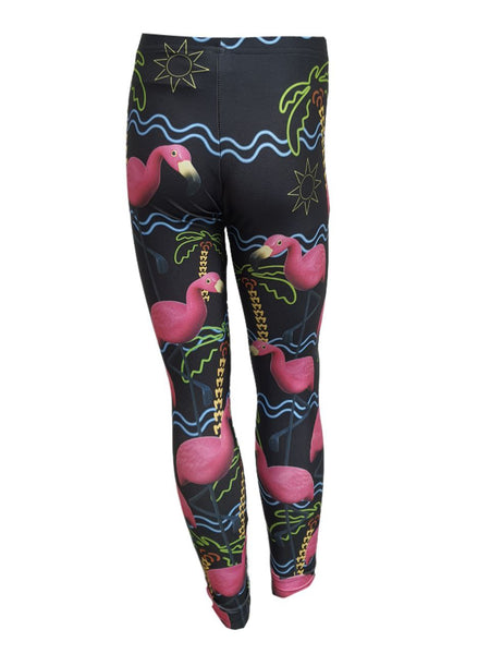 TEREZ Girl's Black Anything Flamingos Leggings #4017946 7 Years NWT