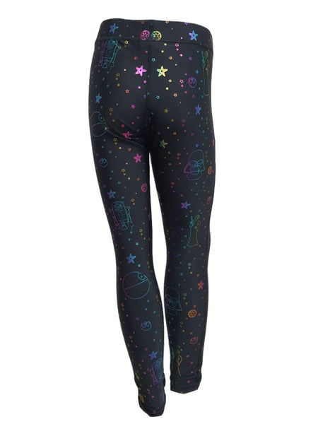 TEREZ Girl's Black Star Wars Rainbow Leggings #11178346 NWT