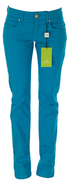 GAI MATTIOLO Women's Blue Straight Fit Gemstone Low Rise Jeans Sz 40 NWT