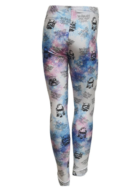 TEREZ Girl's White Star Wars Galaxy Leggings #4018342 NWT