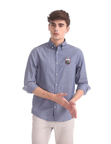 GANT LE MANS Evening Blue Tech Prep Oxford Button Down Shirt 3008530 Size M
