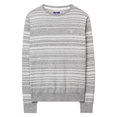 Gant Men's Melange Multi Stripe Crew Sweater, Medium, Grey Melange