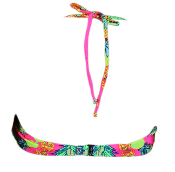 MARA HOFFMAN Garlands Coral Floral V-Wire Bikini Top $110 NEW