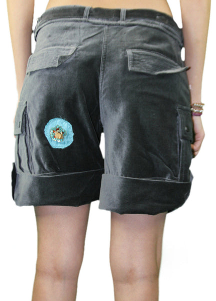 CUSTO BARCELONA Womens Globus Tie-Waist Cargo Shorts 593227 $209 NWT