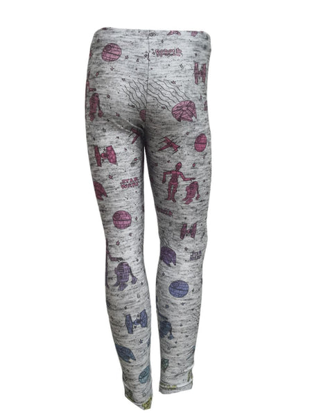 TEREZ Girl's Grey Star Wars Doodle Leggings #4018341 NWT