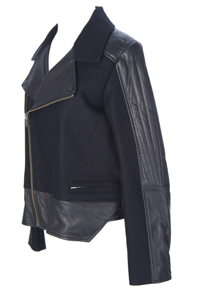 SURFACE TO AIR Women's Black Leather Trim Gry Jacket $720 NEW