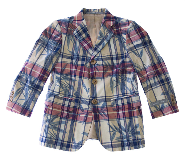 HICKEY FREEMAN Boy's Plaid Leaf Printed Blazer Y81502007 $350 NEW