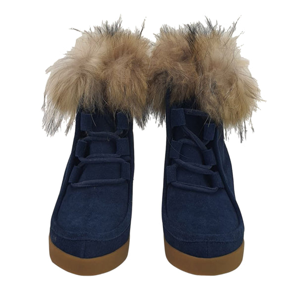 CECELIA New York Women's Navy Holly Wedge Boots #QTM0226 NWT