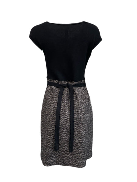 ARJ Women's Black/Brown Wool Dress w/ Waistband 507 IT Sz 42 $293 NEW