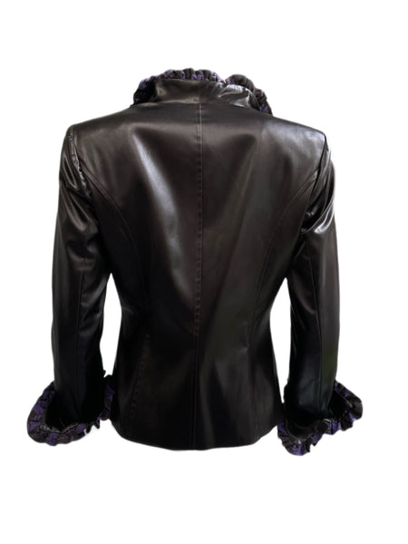 THANA Women's Brown/Purple Imitation Leather Blazer T328B IT 42 $1,540 NEW